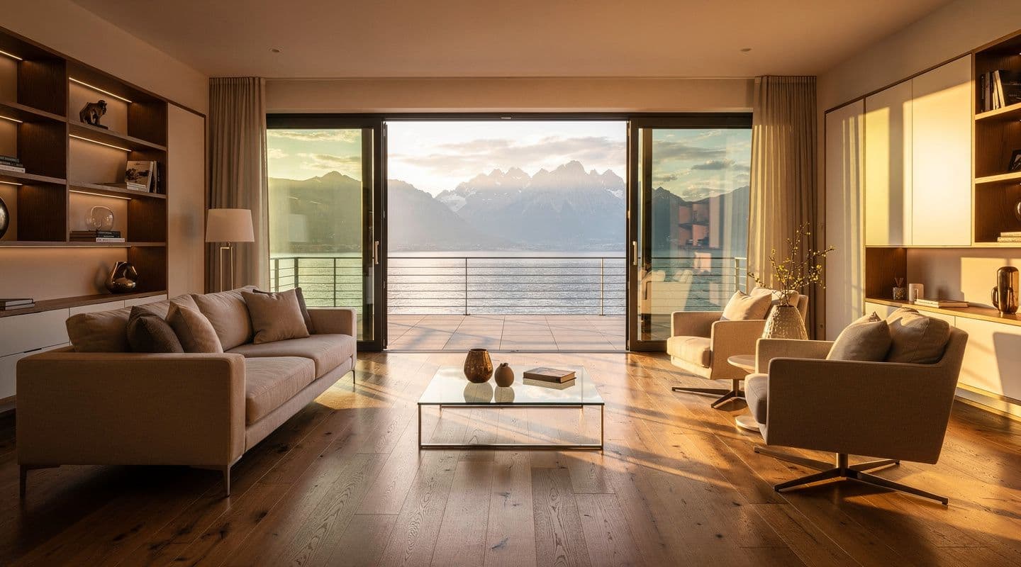 Villa am Bodensee mit Blick auf die Alpen